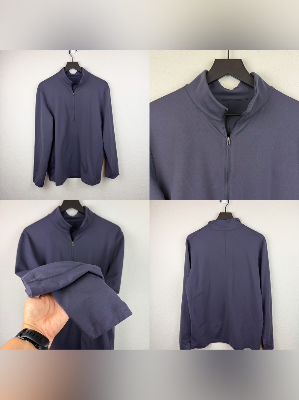 •LULULEMON• Soft Jersey Half Zip Large Blue